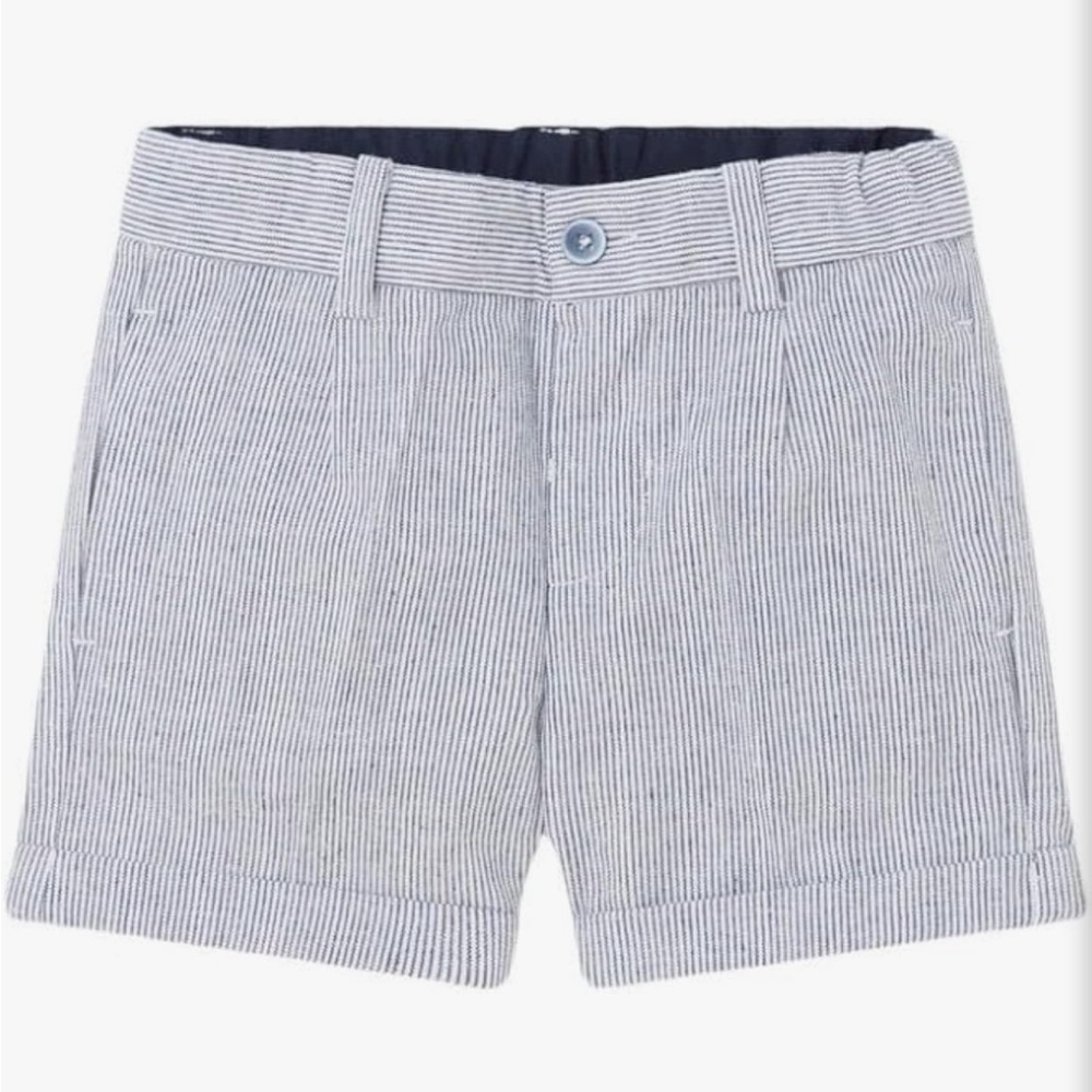Mayoral Boys Navy Linen Striped Dress Shorts NWT